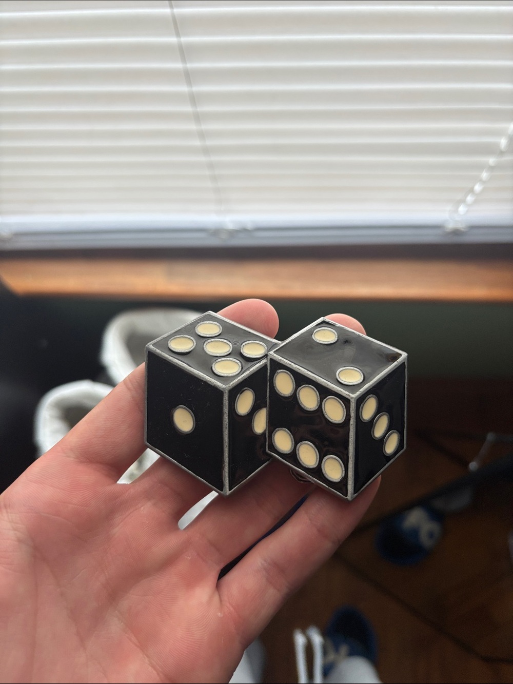Stussy Black Dice Pair with Cream Pips
